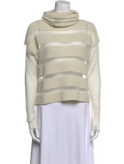 Pre-owned Sarah Pacini Striped Turtleneck Sweater In Neutral