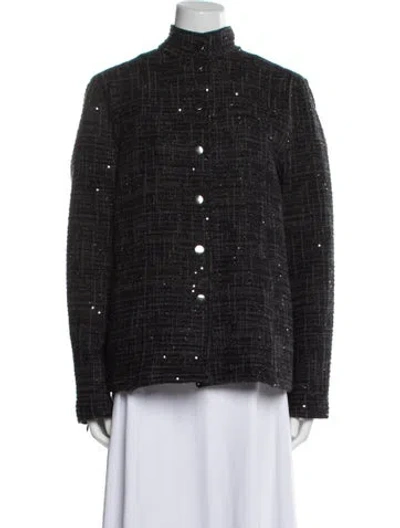 Pre-owned Sarah Pacini Tweed Tweed Pattern Jacket In Black
