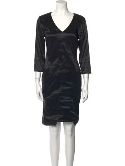 Pre-owned Sarah Pacini V-neck Knee-length Dress In Black