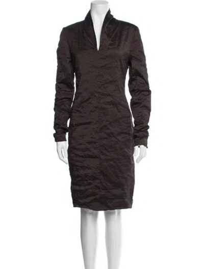 Pre-owned Sarah Pacini V-neck Knee-length Dress In Brown