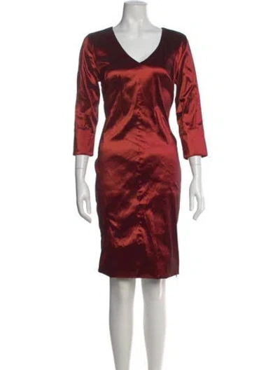 Pre-owned Sarah Pacini V-neck Knee-length Dress W/ Tags In Red