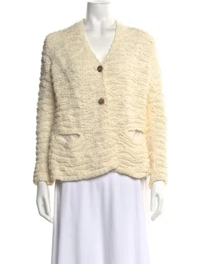 Pre-owned Sarah Pacini V-neck Sweater In Neutral