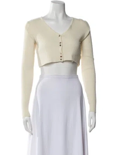 Pre-owned Sarah Pacini V-neck Sweater In Neutral