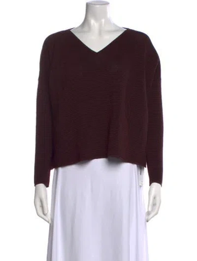 Pre-owned Sarah Pacini V-neck Sweater W/ Tags In Burgundy
