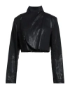 Sarah Pacini Woman Jacket Black Size 2 Cotton, Linen In Black