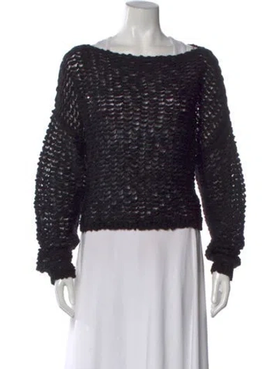 Pre-owned Sarah Pacini Wool Bateau Neckline Sweater In Black
