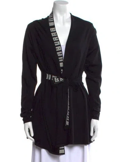 Pre-owned Sarah Pacini Wool Graphic Print Sweater In Black