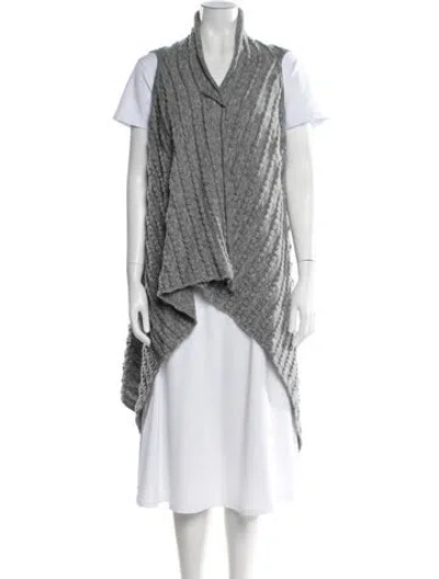 Pre-owned Sarah Pacini Wool Open Front Sweater In Gray