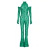 Sarah Regensburger Women's Green Summer Lace Catsuit In Green