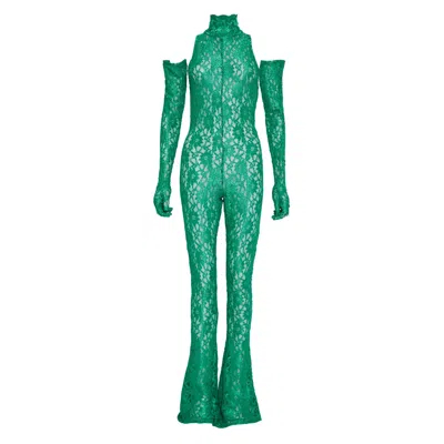 Sarah Regensburger Women's Green Summer Lace Catsuit