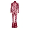SARAH REGENSBURGER WOMEN'S RED LACE QUEEN CATSUIT