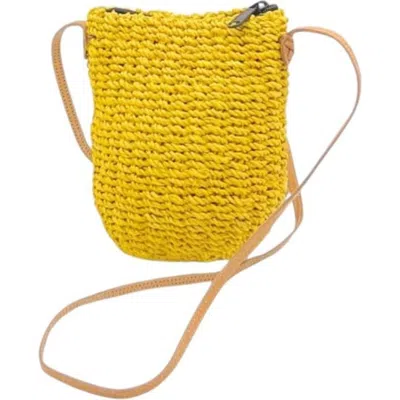 Sarah Stewart Straw Poof Crossbody In Yellow