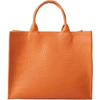 Sarah Stewart The Adele Croc Handbag In Orange Croc