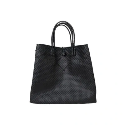 Sarah Stewart The Maxi Piper Handwoven Tote Recycled Plastic In Black