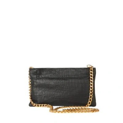 Sarah Stewart The Penelope Croc Handbag In Black