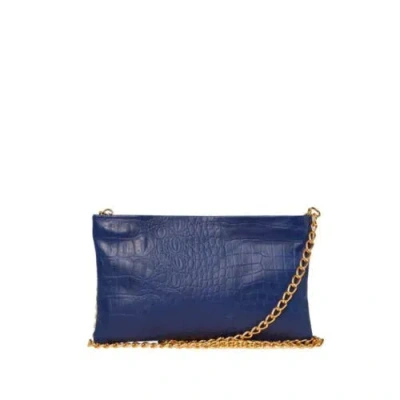 Sarah Stewart The Penelope Croc Handbag In Blue