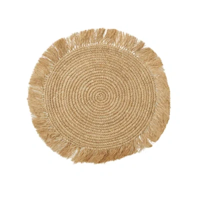 Sarah Stewart Woven Raffia Circular Placemats In Brown