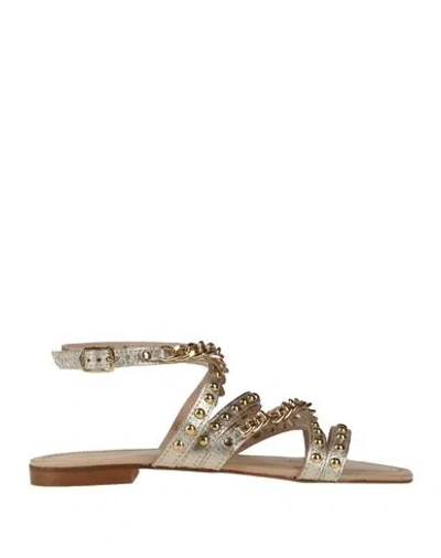 Sarah Summer Woman Sandals Platinum Size 7 Leather In Grey