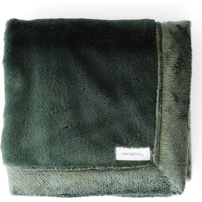 Saranoni Faux Fur Recieving Blanket In Green