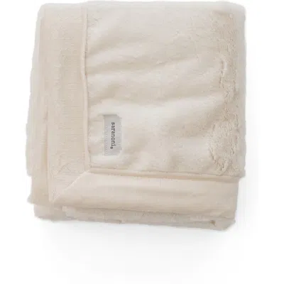 Saranoni Faux Fur Recieving Blanket In Neutral