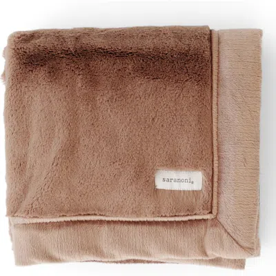 Saranoni Faux Fur Recieving Blanket In Pink