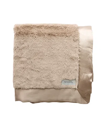 Saranoni Satin Border Receiving Blanket, 40l X 30w In Brown