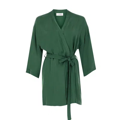 Saraskla Women's Green Verna Vegan Silk Short Kimono