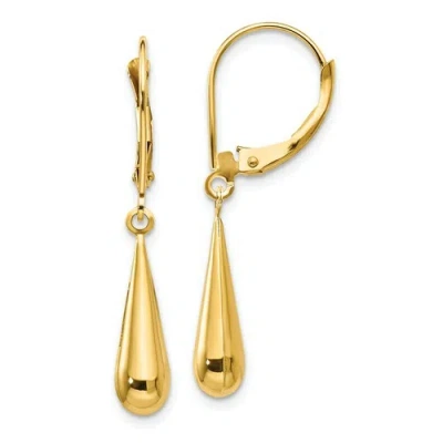 Pre-owned Sardelli 14k Yellow Gold Hollow Teardrop Dangle Leverback Earrings Madi K Kid's Jewelry