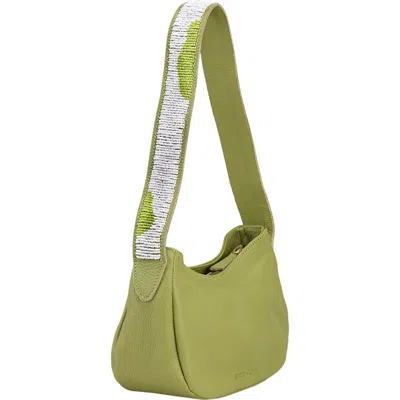 Sarep + Rose Hand-beaded Shoulder Bag In Guacamole Green