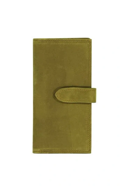 Sarep + Rose Kenya 8 Compartment Bifold Wallet In Olive Green Nubuck