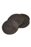 Sarep + Rose Leather Coasters In Mahogany Black