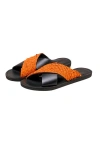 Sarep + Rose Pike Leather Sandal In Black And Orange
