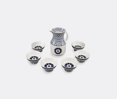 Sargadelos Mindo Caras Six-piece Wine Set In Blue&white