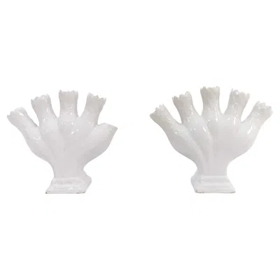 Pre-owned Sargadelos . Pair Of "finger Style" Ceramic Vases, Spain, Mid-19th Century In Transparent