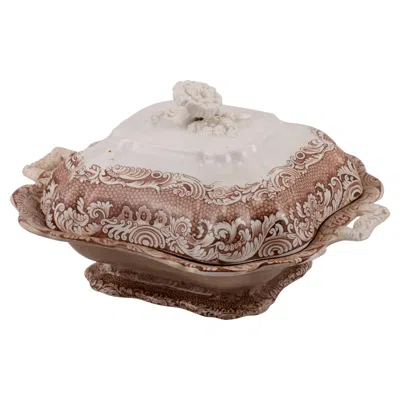 Pre-owned Sargadelos Vegetable Bowl With Lid, Morro Castle, Havana, Cuba. , 19th Cent. In Brown