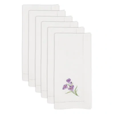 Saro 100% Cotton No Pattern Rectangle Napkin In White