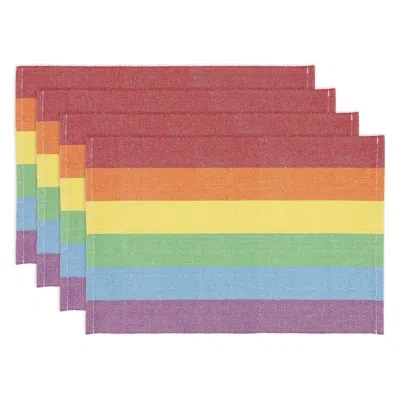Saro 100% Cotton Striped Rectangle Placemat In Multi