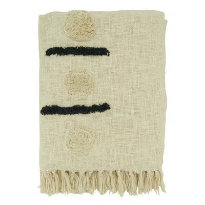 Saro 100% Cotton Throw In Black;beige