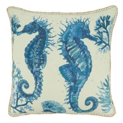 Saro 100% Cotton Throw Square Pillow Cover In Down