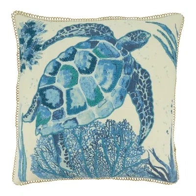 Saro 100% Cotton Throw Square Pillow Cover In Pillow Cover Only - No Insert