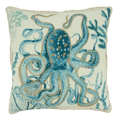 Saro 100% Cotton Throw Square Pillow Cover In Pillow Cover Only - No Insert