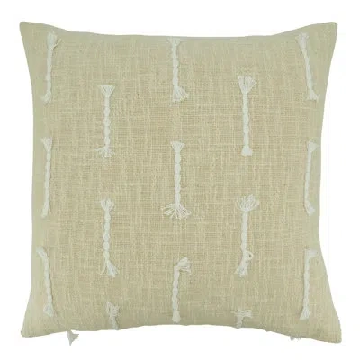 Saro 100% Cotton Throw Square Pillow Cover In Pillow Cover Only - No Insert,white
