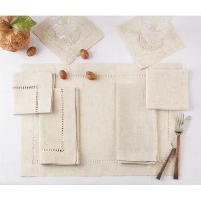 Saro 12 Piece Napkin Set In Beige