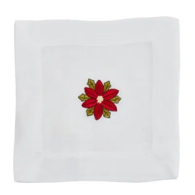 Saro 12 Piece Napkin Set In White