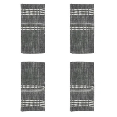 Saro 4 Piece Cotton Napkin Set In Black