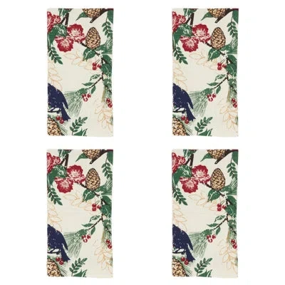 Saro 4 Piece Cotton Napkin Set In Multi