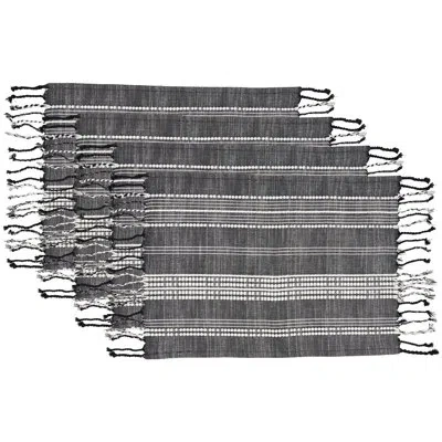 Saro 4 Piece Cotton Placemat Set In Black
