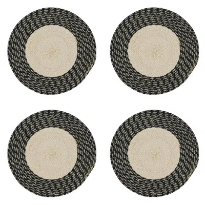 Saro 4 Piece Cotton Placemat Set In Black