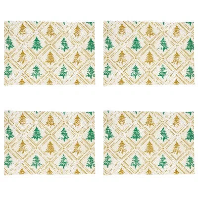 Saro 4 Piece Cotton Placemat Set In Gold