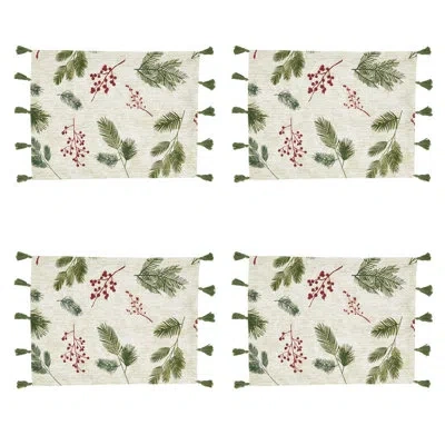 Saro 4 Piece Cotton Placemat Set In Red,green